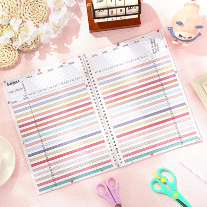 Fuyoooo Teacher Record Book 2026-2027 Spiral Bound Pencil Grade Book for Teachers Lesson Planner Attendance Books for School Classroom 8x11 Double Sided Boho Design Teacher Appreciation Gift