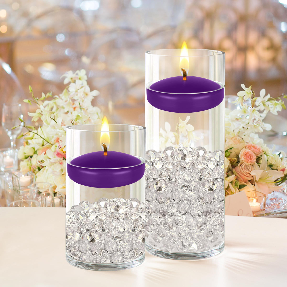 Mega Candles 12 pcs Unscented Purple Floating Candles, Hand Poured Wax Candle 3 Inch Diameter, Home Décor, Wedding Receptions, Centerpieces, Occasions, Events, Festivities, Meditations, Spas