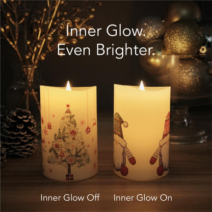 Softflame Christmas Flameless Candles with Remote Control, 3"x 5"Battery Operated Flickering 3D Wick Real Wax Pillar Reindeer Candle
