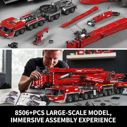 Mould King 17008 Technology Crane Building Set Large Heavy Duty Crane Truck Building Kits with 20 Motors APP Programmable Construction Vehicle Model Kit for Adult(8506+ PCS)
