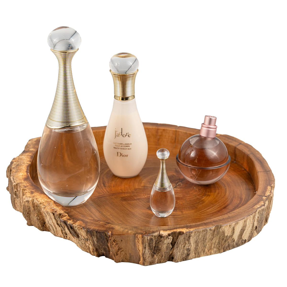 MINDUSO Irregular Shape Wood Trays, Natural Wooden Tray for Décor, Rustic Wooden Tray, Candle Holder Trays, Wood Tray for Home Décor, Size D(10.5") xH(1.2")
