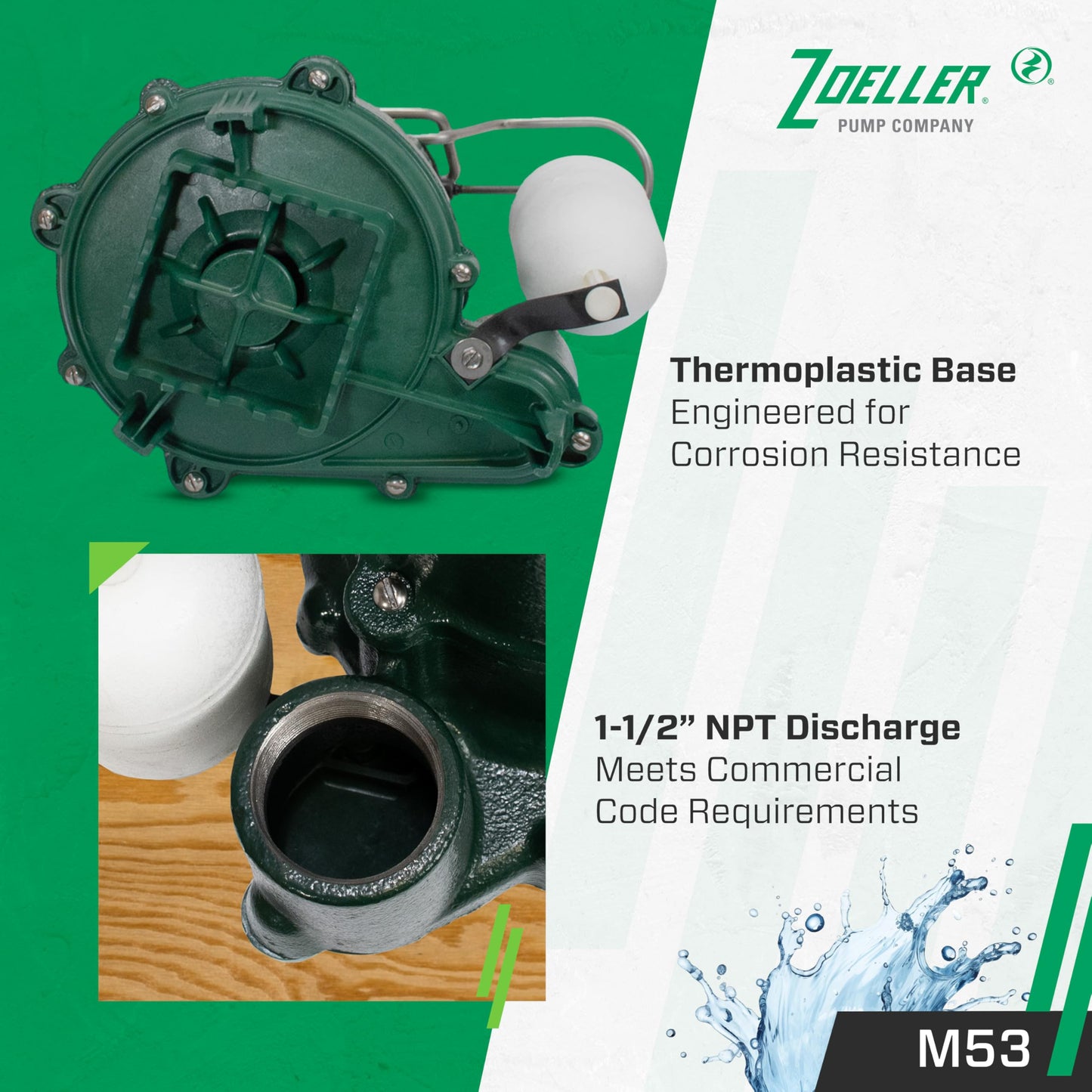 Zoeller M53 Mighty-mate Submersible Sump Pump, 1/3 Hp