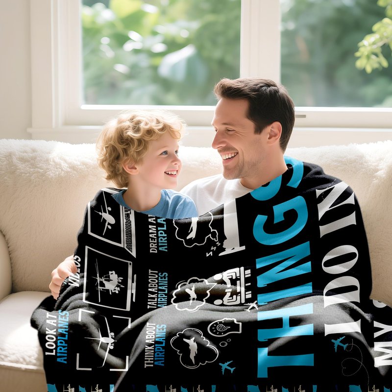 Airplane Throw Blanket, Aircraft Blanket, Pilot Gifts, Aviation Gifts for Men Boys Adults, Soft Flannel Plane Quilts, Airplane Decor, Lightweight Throw for Bed, Sofa, Outdoors, 40"x50" for Kids