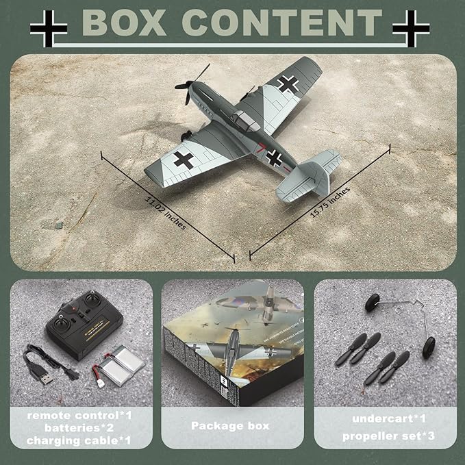 RC Plane 3 Channel BF - 109 Remote Control Airplane 2.4GHz &amp 6 Axis Gyro Stabilizer 2 Batteries Included Ideal for Adults Beginners
