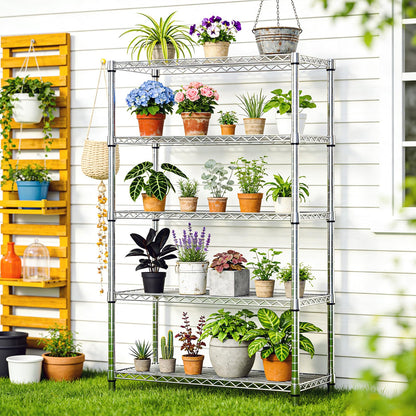 IZEUK 5-Tier Metal Storage Shelving Unit, Heavy Duty Chrome Wire Rack, Adjustable Shelves, 1750 lbs, 17.7" D x 47.2" W x 72.3" H, Garage Storage, Kitchen Pantry Organizer, Basement & Laundry Shelf