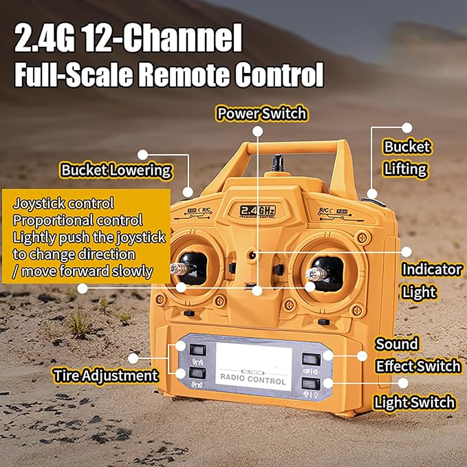20-Inch Remote Control Dump Truck 12-Channels 1/14 Scale 13 LBS Load Capacity RC Heavy Duty Metal Construction Vehicles Toy for 14y+ Beginners (8-Wheels )