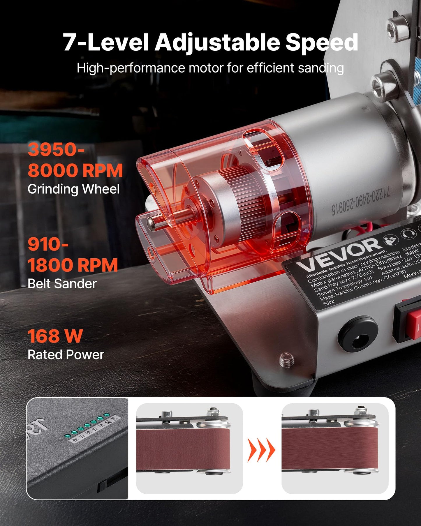 VEVOR Professional Belt Sander with Stand, 9" Disc & 6" x 48" Belt Sander Combo, 800W Sanding Machine with 0-45° Adjustable Worktable for Woodworking, Furniture Refinishing, Knife Sharpening