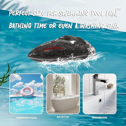 PowerTRC Mini Remote Control Boat RC Boat 360 Rotating 2.4 G Build in Rechargeable Battery Lake Swimming Pools Bathtubs Stunt Remote Control Boats