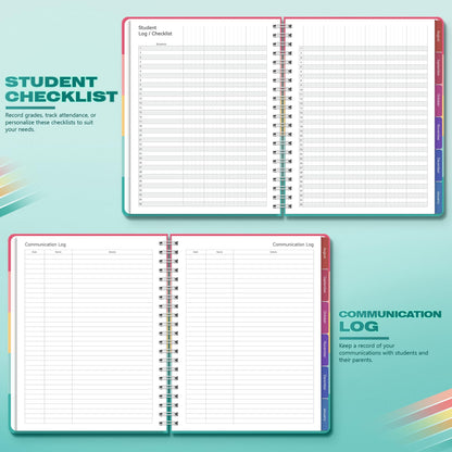 Teacher Lesson Planner 2026-2027 Academic Year, Aug 2026-Jul 2027, Deluxe 26-27 Lesson Plan Book for Teachers Supplies & Homeschool Planner with Pocket & Monthly Tabs, 8.5" x 11", Happy Stripes
