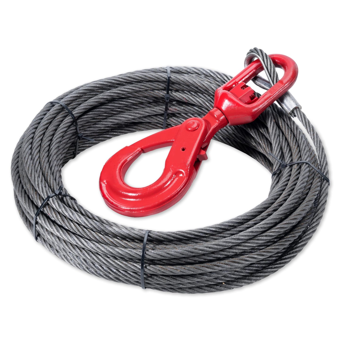SajoSolid Steel Winch Cable, 1/2 Inch x 75 Feet Heavy Duty Towing Cable for Off-Road Recovery, Truck & Jeep, Durable Steel Wire Rope with Self-Locking Hook, High Tensile