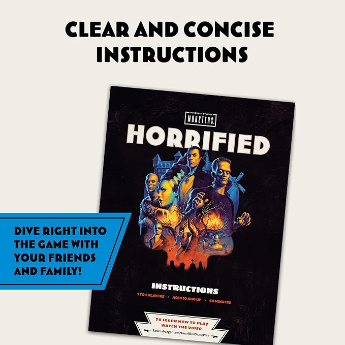 Ravensburger Horrified Games - Universal Monsters - Strategy Board Game - Boost Critical Thinking &amp Teamwork - Cooperative Gameplay - Unique Monster Challenges - 1 to 5 Players - Adults &amp Kids