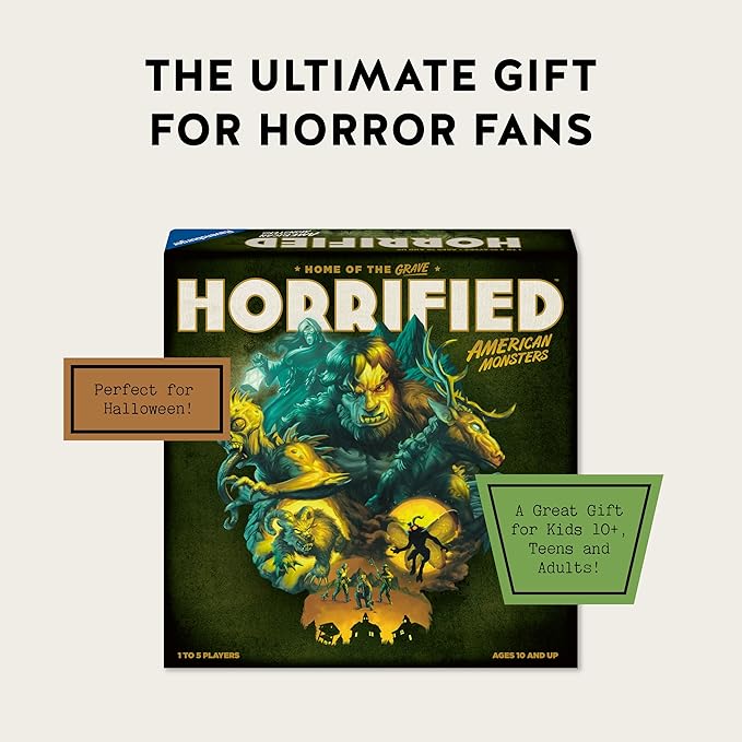 Ravensburger Horrified Games - American Monsters - Strategy Board Game - Boost Critical Thinking &amp Teamwork - Cooperative Gameplay - Unique Monster Challenges - 1 to 5 Players - Adults &amp Kids