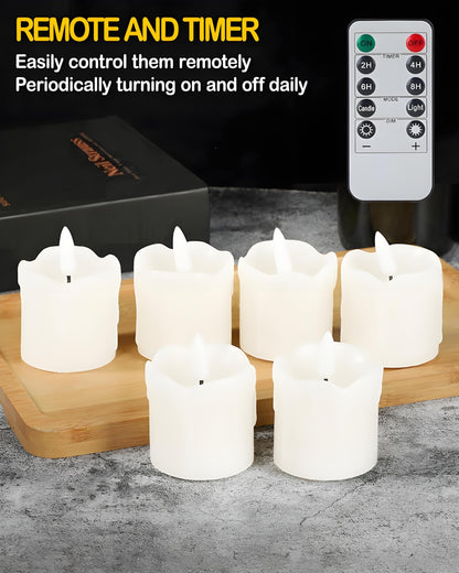 Gmnee 2"x2" White Flameless Votive Candles with Remote Timer, 400+Hours Small Battery Operated LED Candles Flickering for Wedding, Party and Holiday Decoration(Battery Included)