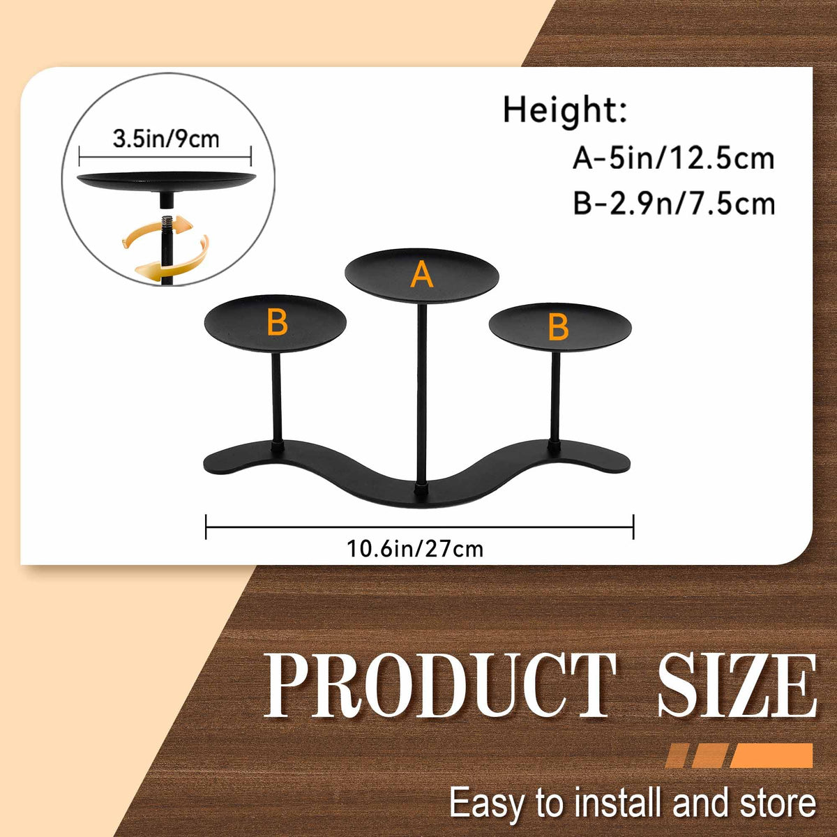 Iron Candle Holder Fireplace: 3 Arms Metal Candelabra Centerpiece Decor - Candle Holder Stand for Candelabra Pillar Candles