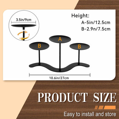 Iron Candle Holder Fireplace: 3 Arms Metal Candelabra Centerpiece Decor - Candle Holder Stand for Candelabra Pillar Candles