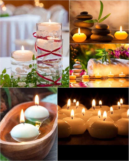 Treela 80 Pcs 1.73 Inch Unscented Floating Candles, Dripless Tealight Candles Home Decorations, Cute and Elegant Burning Candles for Wedding Vases Centerpieces Party Accessories (White)