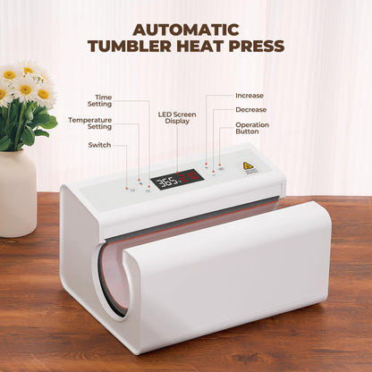 CURECURE Auto Tumbler Heat Press Machine, Fast and Evenly Heat-up, Adjust Temperature and Time, Auto Shut-Off, Mug Heat Press Use for 11-30oz Sublimation Tumblers, Mugs, Water Bottle, Glasses