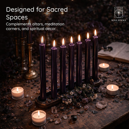 SOUL STICKS Protection Magic Spell Chime Taper Candles Deep Purple 20 Pack - Colored Unscented Chime Candles for Altar, Rituals, Ceremonies, Meditation Witchcraft Supplies, Wiccan, Candles Clearance
