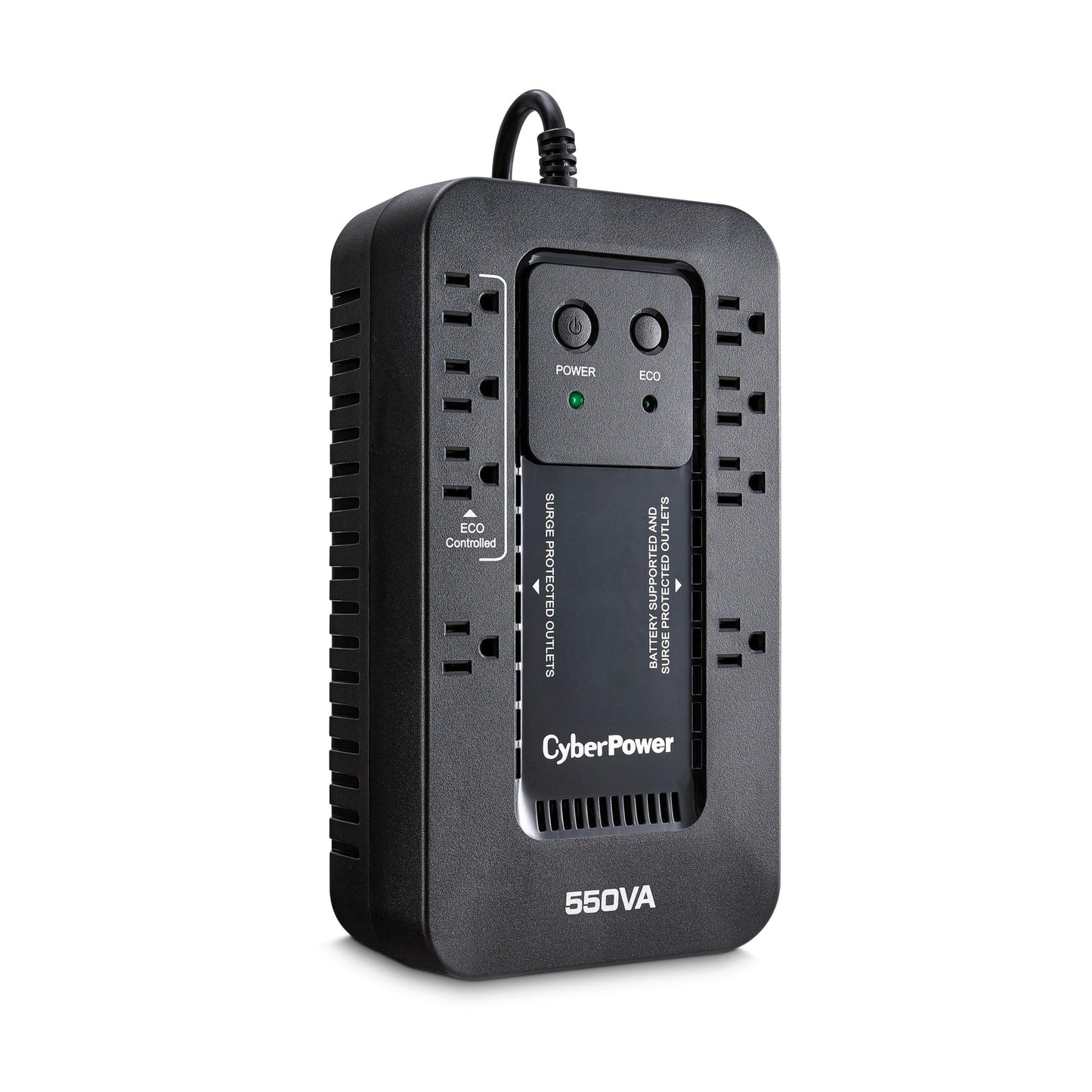 CyberPower EC550G Ecologic Battery Backup & Surge Protector UPS System, 550VA/330W, 8 Outlets, ECO Mode, Compact Uninterruptible Power Supply