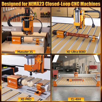 FoxAlien XE-PRO 3-Axis CNC Router Machine + NEMA23 4th Axis Rotary Engraving Module for Engraving Curved Surface and Cylindrical Object
