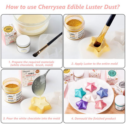 Pink Edible Luster Dust 10 Grams, Food Grade Cake Luster Dust Tasteless Dessert Dusting Powders for Baking Cherrysea Food Coloring Powder for Cupcakes, Cake Pops,Fondant,Chocolate, Candy
