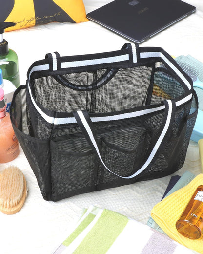 Skiennix XL Mesh Shower Caddy - Portable Shower Bag for College, Camping, Travel & Gym | Black