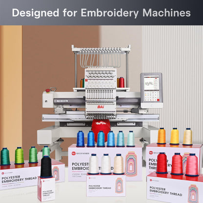 BAi Embroidery Bundle – 100 Color 40WT Thread Set (4000M) + 3D Puffy Foam 12"x16" 3MM 10PCS for Machine Embroidery