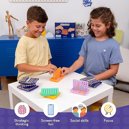 BONNYCO 4 in a Row Pack of 16 Birthday Party Favors for Kids Age 5-12. Classroom Prizes for Students Bulk Gifts Mini Travel Board Games and Toys Goodie Bags and Pinata Stuffers