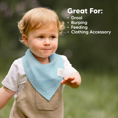 8-Pack Muslin Baby Bibs for Boys, Girls - Muslin Bandana Drool Bibs for Baby Girl & Boy, Drooling Newborn, Teething Toddler, Infant 0-36 Months, 100% Cotton Extra Absorbent & Soft (Nimbus)
