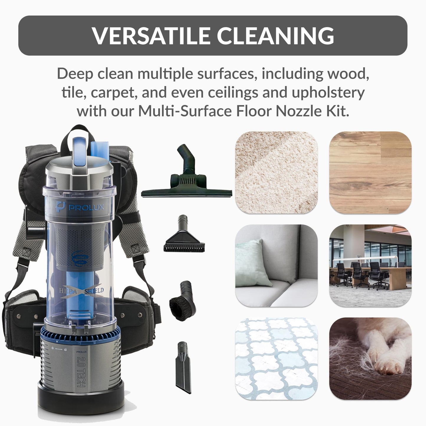 Prolux 2.0 Bagless Backpack HEPA Vacuum - World’s Lightest Model