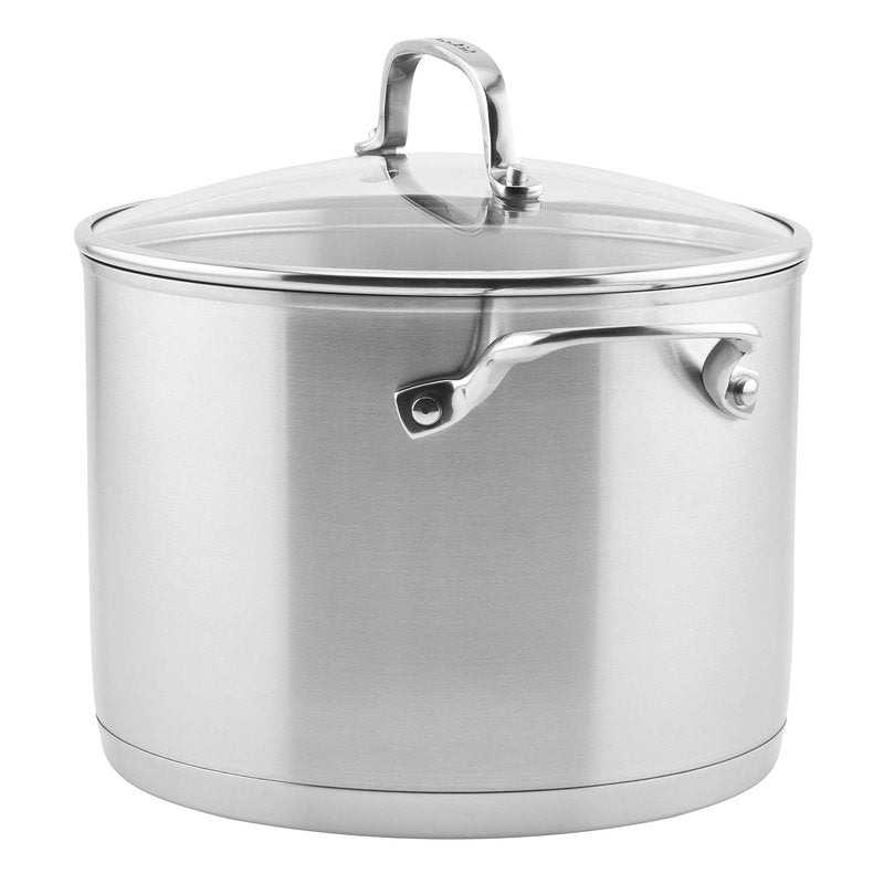KitchenAid 71003 3-Ply Base Brushed Stainless Steel Stock Pot/Stockpot with Lid, 8 Quart