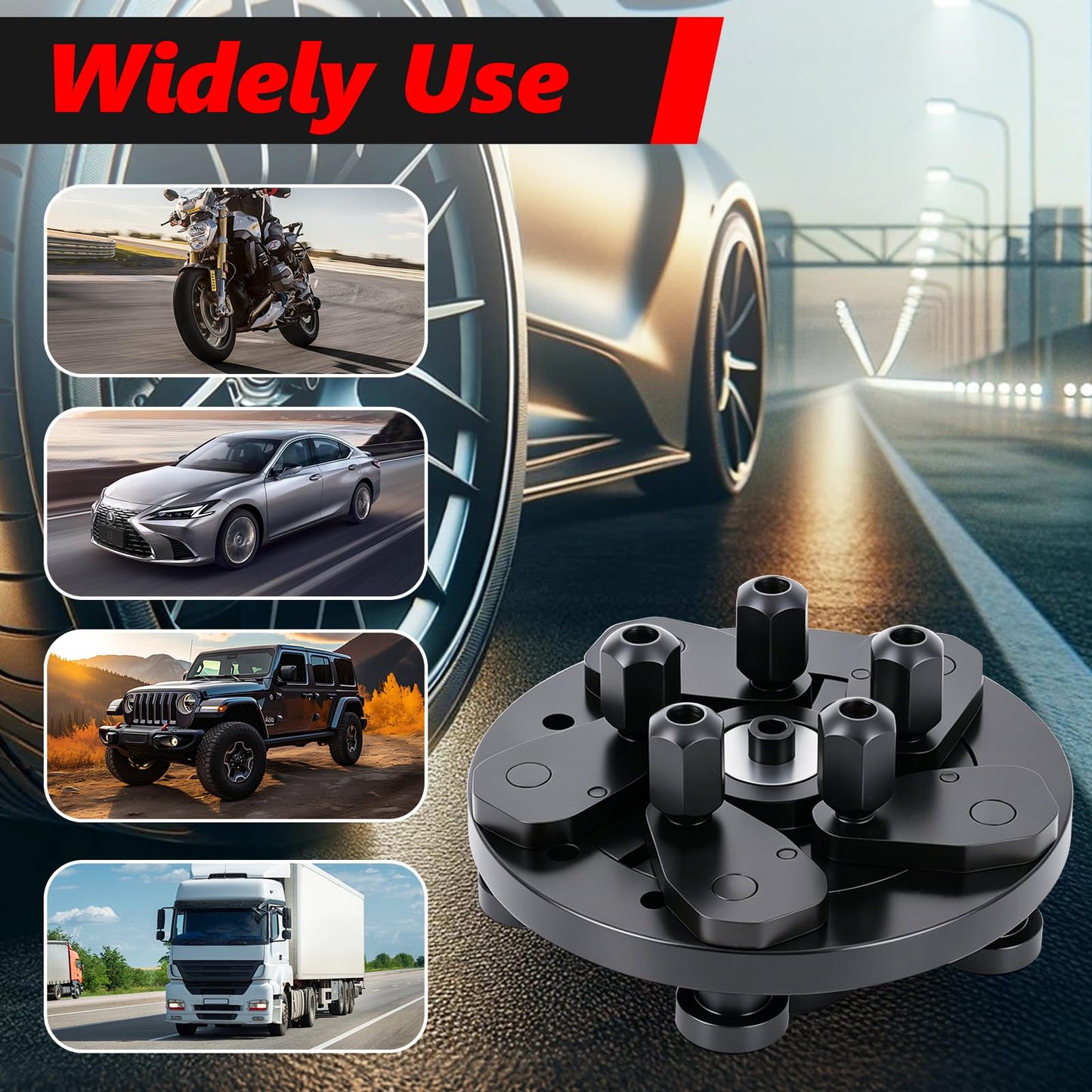 Meticuloso Universal Wheel Balancer Adaptor Fixture Plate 40MM/1.57IN Shaft Diameter Lug Nut Holes Balance Machine Fixture