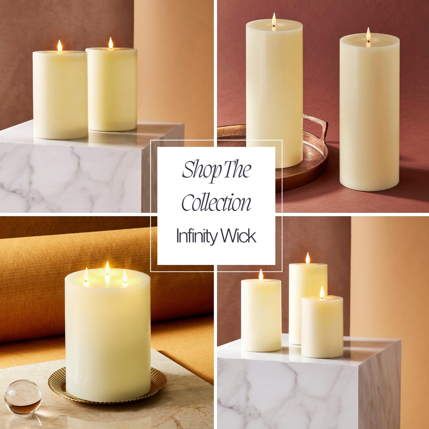 LampLust Flickering Flameless Candles with Remote & Batteries, 4x10 Pillar Candles Set of 2, Real Ivory Wax, Candles Battery Operated, Wedding Centerpieces for Tables, Thanksgiving Decorations