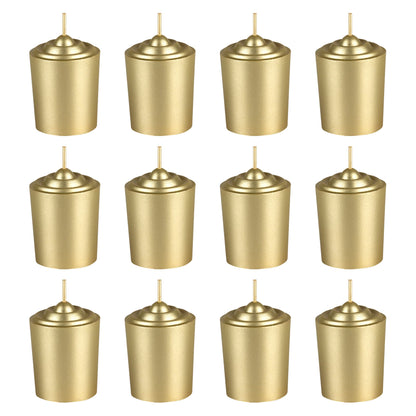 Mega Candles 12 pcs Unscented Gold Votive Candles, Hand Poured Wax Candle 15 Hours 1.5 Inch x 2.25 Inch, Home Décor, Wedding Receptions, Centerpieces, Occasions, Events, Festivities, Meditations