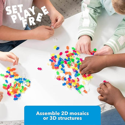 PLUS PLUS 600 Piece Interlocking Building Blocks for Kids Open Ended Connecting Toys STEM Bin Classroom Mini Manipulatives Play Tube - Neon Color Mix