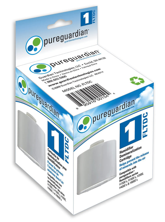 PureGuardian Humidifier Demineralization Filter, Cartridge 1, Prevents Release of Minerals, Lasts 1000 Hours, White, FLTDC