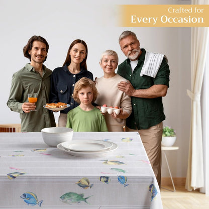 Maison d' Hermine Table Cloth Square Table 100% Cotton 54 x 54 Inches Tablecloth Reusable Decorative for Dining Kitchen Room Farmhouse Home Gifts for Mothers Day Spring Summer - Poisson