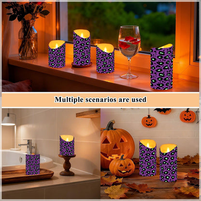 Gravopti Leopard 2 Pack Flameless LED Pillar Candles with Remote & Timer, Battery Operated, Flickering Wax Candle for Wedding, Romantic Home & Party Decor