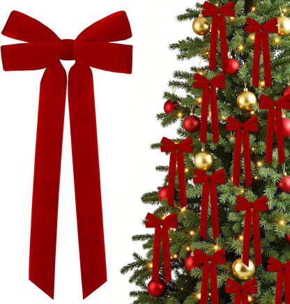Regine Switzerland 12Pcs Red Velvet Ribbon Bows - 5in X 10in Christmas Tree Decorations & Crafts