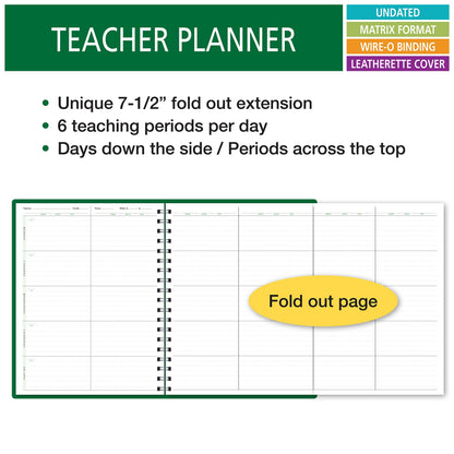 6 Period Wide Teacher Lesson Plan; Days Vertically Down The Side (6WPL)