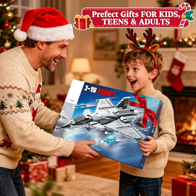 J-15 Fighter Jet Building Kit 577PCS Military Aircraft Model for Boys 8–12 Army Airplane Toy with Foldable Wings &amp Tail Clear Cockpit Dual-Engine Jet STEM Construction Blocks for Teens &amp