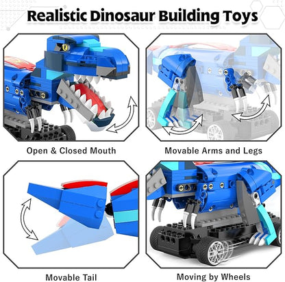 Yerloa Dinosaur Toys for Boys Age 8-12 5-7 6-7 Jurassic Building Kits for Kids 6 7 8 9 10 11 12 + Year Old 343 Pcs Remote Control STEM Projects Building Blocks Sets Educational Birthday Easter Gifts