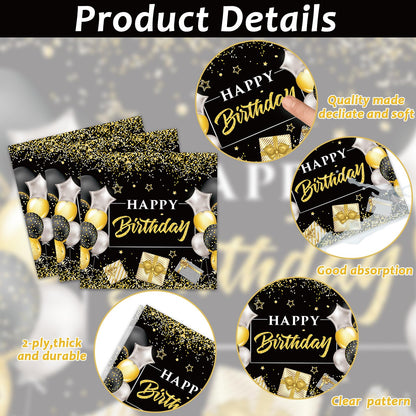 96 Pcs 18th Birthday Party Plates and Napkins Party Supplies Time To Adult 18 Years Old Birthday Party Tableware Set Black Gold 18th Birthday Decorations Favors for Boys Girls for 24 Guests