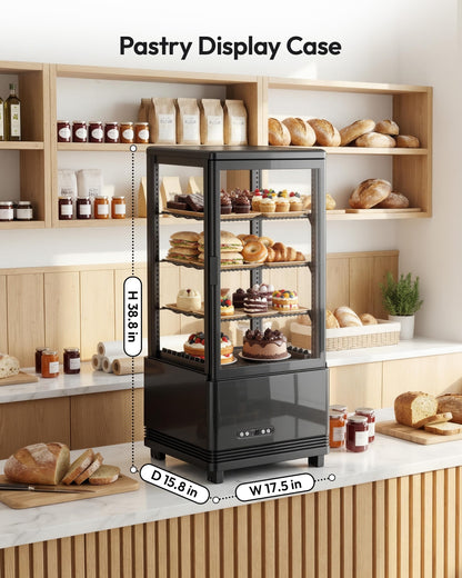 Commercial Refrigerator Countertop , ETL Certified Refrigerated Display Case 2.8 Cu.Ft / 78L, LED Lighted Display Refrigerator with Double Glass, Auto Defrost, Air Cooling for Bakery, Cafe, Store