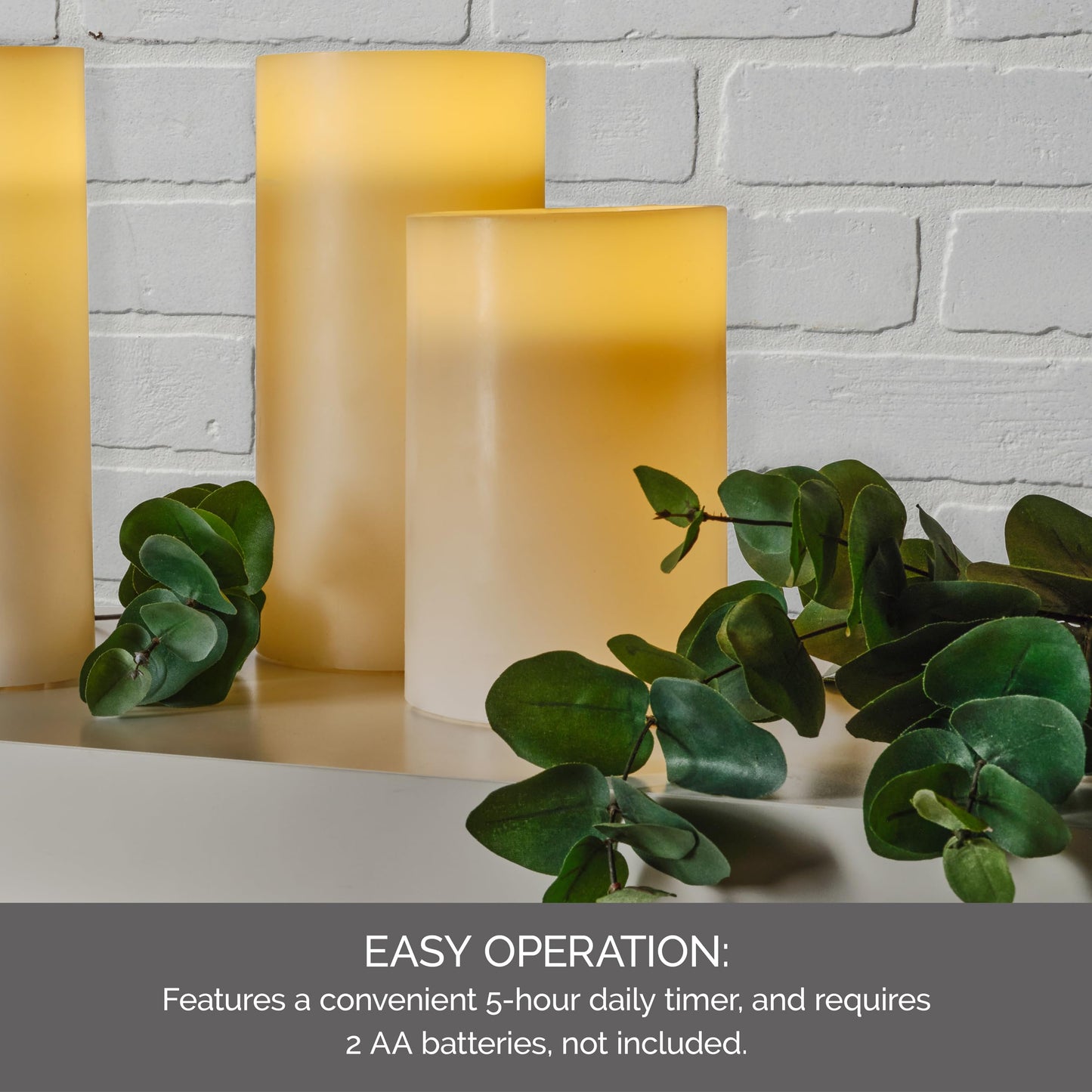 Mikasa 4x6 Inch White LED Pillar Candle with Flickering Flame - Real Wax Battery Operated Candle with Timer, Flameless Candle for Home Decor, Weddings, Holidays and Seasonal Displays