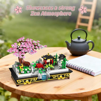 Cherry Blossom Tree Building Set Japanese Sakura Bonsai Block Flowers House Mini Bricks Building Kit Home Office Decoration Creative Toys Gift for Adults Teens Children Kids 8+ 1008 pcs