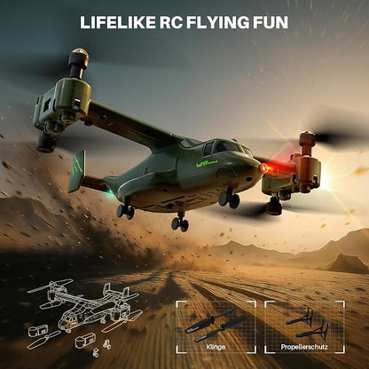 SYMA X550 RC Plane 4 CH Remote Control Airplane with High/Low Speed One-Key Takeoff/Landing Stunt Flight Modes Army Model Plane Gift for Kids Beginners &amp Adults