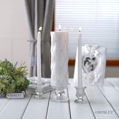 Hosley Gold Metal Unity Candle Holder Bundle with 11.5" High White Wedding Unity Candle Set, Great for Weddings Party Special Events and Emergency Lighting