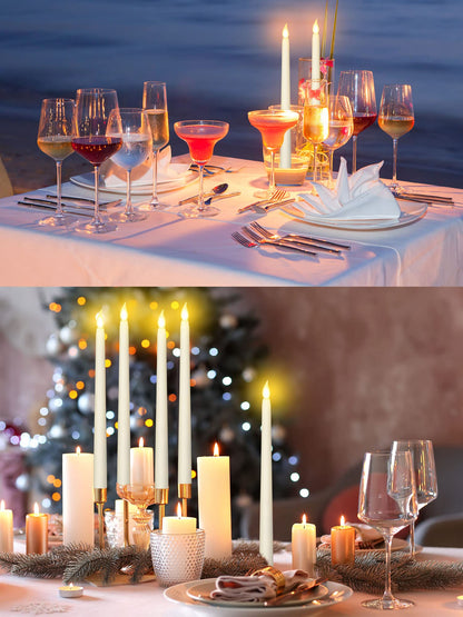 Treela 72 Pcs Flameless LED Taper Candles Battery Operated Candles Bulk 11 Inch Flickering Fake Candlesticks with Warm Light for Valentines Day Church Wedding Party Battery Not Included(Classic,Ivory)