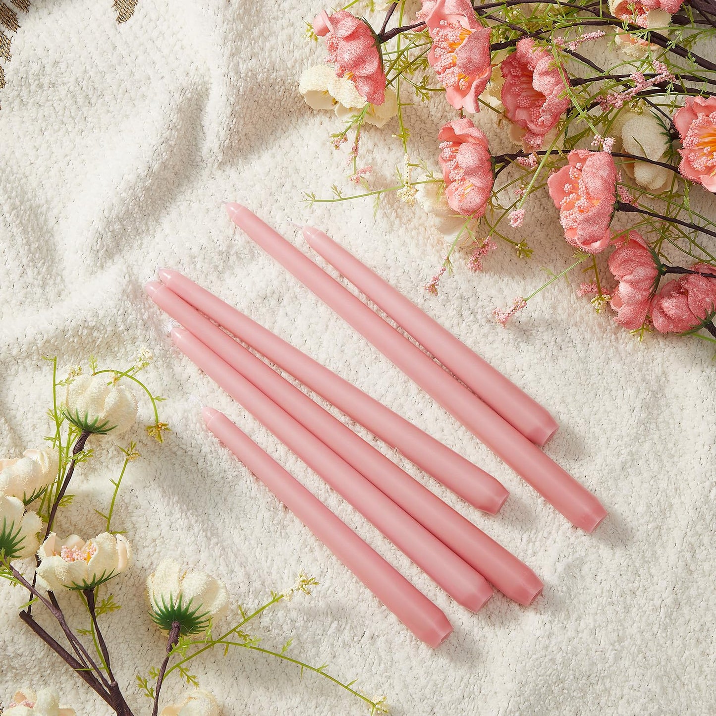MTLEE Taper Candles 8/10/12 Multi Height Unscented Taper Candles 8 Burn Hours for Dinner Decorative Home Decoration Fall Thanksgiving Wedding Party Candlesticks(Pink,36)